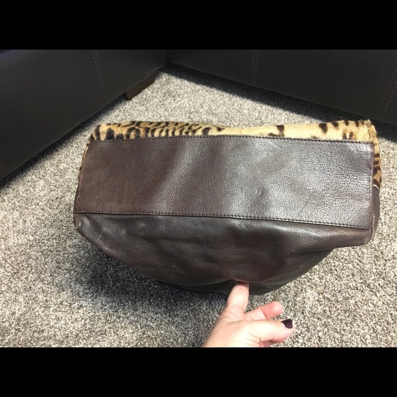 Garnet Hill calf skin & leather hobo bag. - Picture 5 of 8